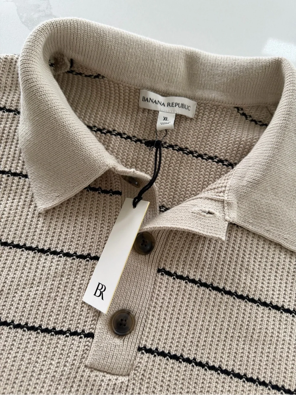 the Banana Republic Textured Striped Sweater Polo